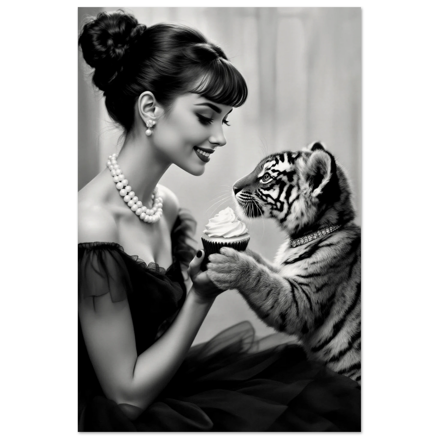Audrey Hepburn Tiger Cub Art Print No Frame 30x45 cm 12x18″ Museum-Quality Matte Paper Poster