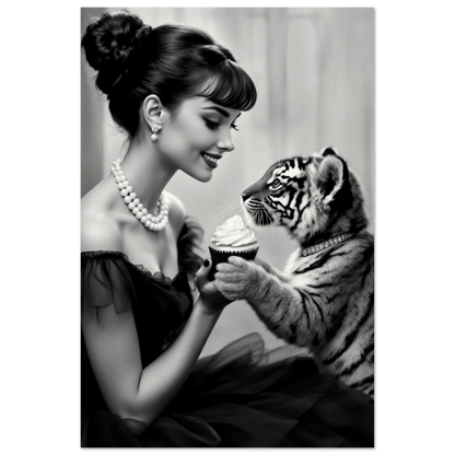 Audrey Hepburn Tiger Cub Art Print No Frame 30x45 cm 12x18″ Museum-Quality Matte Paper Poster