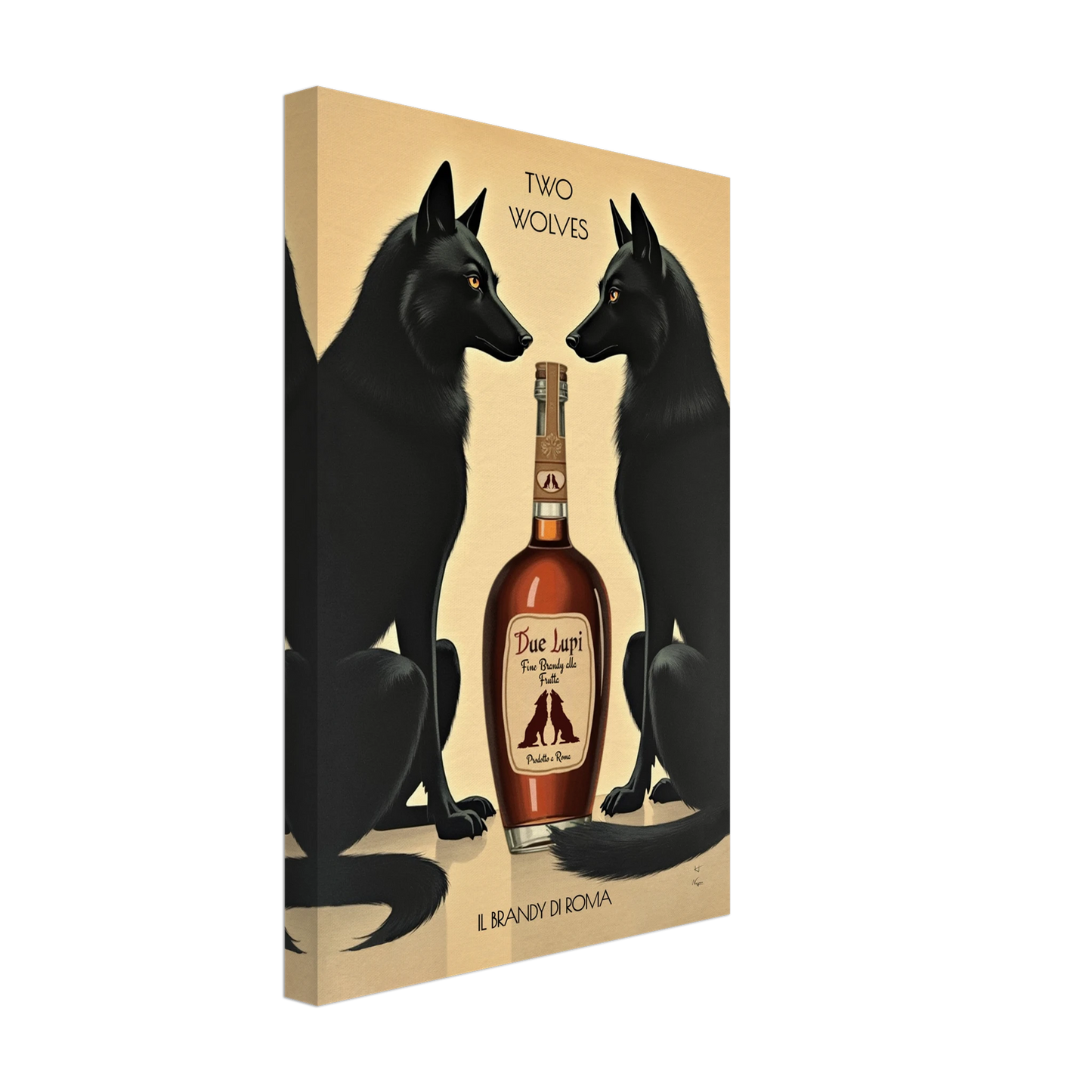 Two Wolves Italian Cocktail Bar Art Print 30x45 cm 12x18″ Gallery Wrapped Canvas No Frame