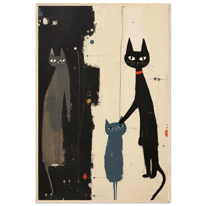 Abstract Cat Family Art Poster Print Light Wood Frame 60x90 cm 24x36″ Premium Matte Paper Wooden Framed Poster