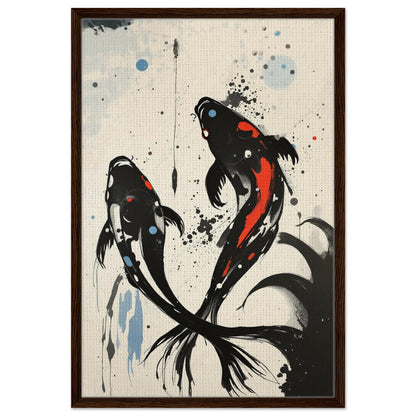 Modern Koi Fish Ocean Art Print 60x90 cm 24x36″ Framed Canvas Dark Brown Wood Frame