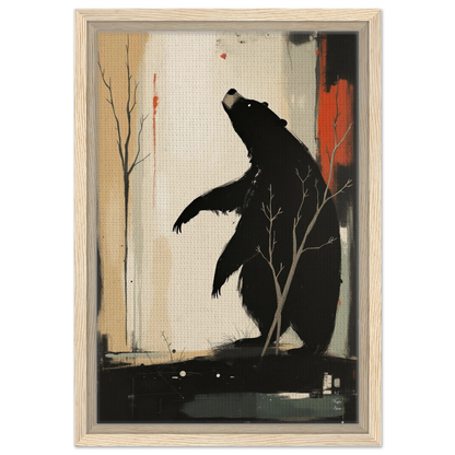 Abstract Bear Wildlife Art Print 30x45 cm 12x18″ Framed Canvas Light Wood Frame