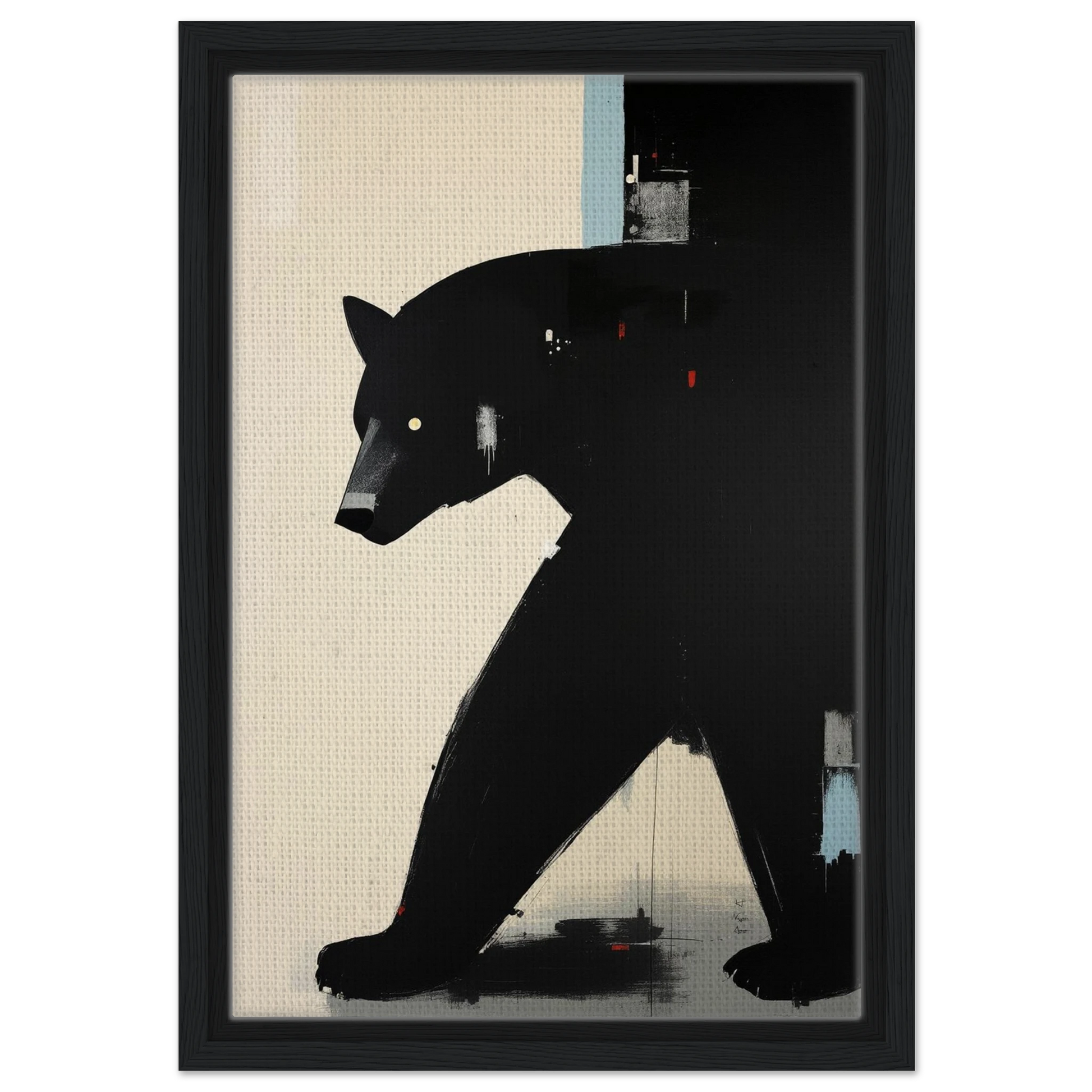 Minimalist Abstract Black Bear Art Poster Print Black Wood Frame 30x45 cm 12x18″ Framed Canvas