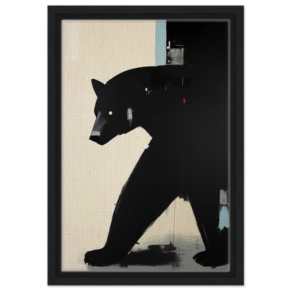 Minimalist Abstract Black Bear Art Poster Print Black Wood Frame 30x45 cm 12x18″ Framed Canvas