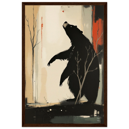 Abstract Bear Wildlife Art Print 30x45 cm 12x18″ Museum-Quality Matte Paper Wooden Framed Poster Dark Brown Wood Frame
