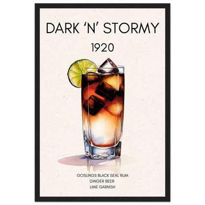 Dark n Stormy Cocktail Drink Bar Art Print Black Wood Frame 30x45 cm 12x18″ Classic Matte Paper Wooden Framed Poster