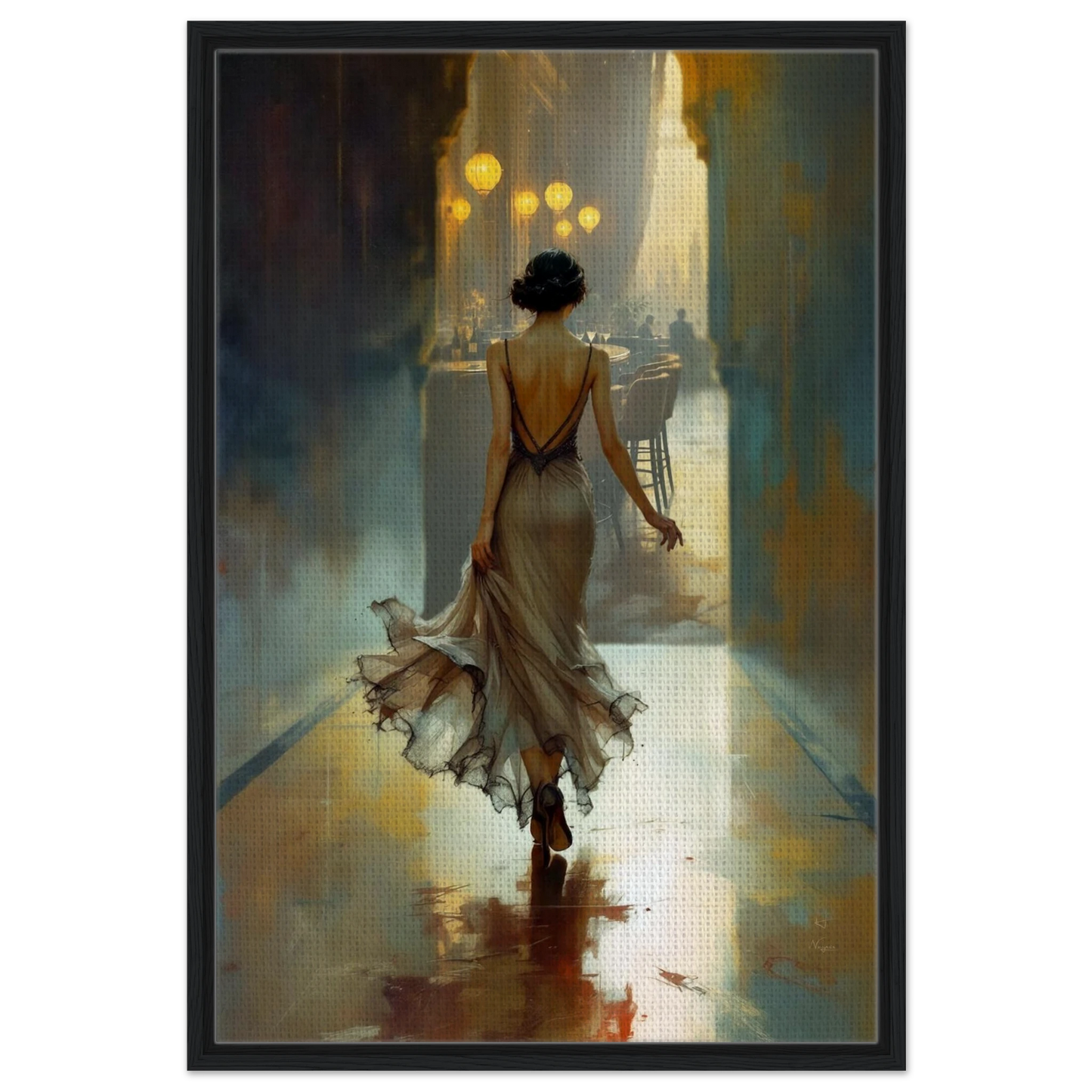 1920s Speakeasy Art Deco Print Black Wood Frame 60x90 cm 24x36″ Framed Canvas