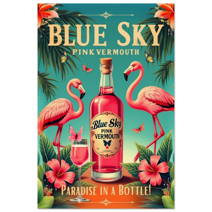 Vintage Pink Flamingo Tiki Bar Art Print 40x60 cm 16x24″ Gallery Wrapped Canvas No Frame