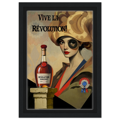 Vintage French Revolution Cognac Art Print Black Wood Frame 20x30 cm 8x12″ Framed Canvas