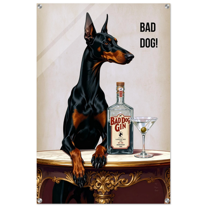 Bad Dog Gin Cocktail Bar Art Print 60x90 cm 24x36″ Sleek Acrylic Print No Frame