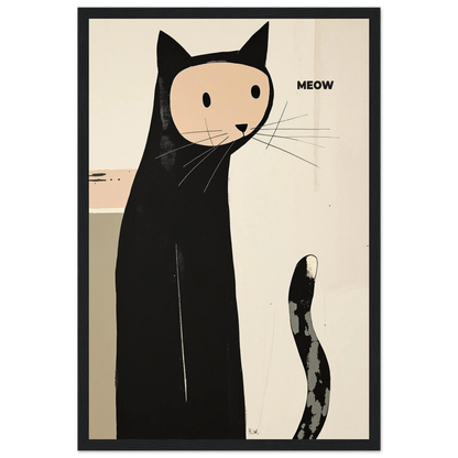 Quirky Modern Cat Art Poster Print 30x45 cm 12x18″ Premium Matte Paper Wooden Framed Poster Black Wood Frame