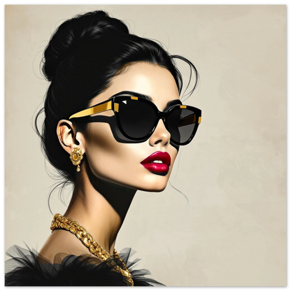 Golden Girl Chic Runway Model Art Print 45x45 cm 18x18″ Premium Matte Paper Poster