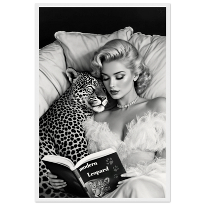 Hollywood Starlet Leopard Cat Art Print 40x60 cm 16x24″ Museum-Quality Matte Paper Wooden Framed Poster White Wood Frame