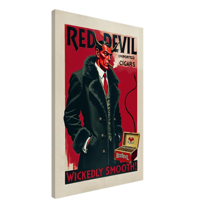 Red Devil 1920s Art Deco Cigar Art Print 60x90 cm 24x36″ Gallery Wrapped Canvas No Frame