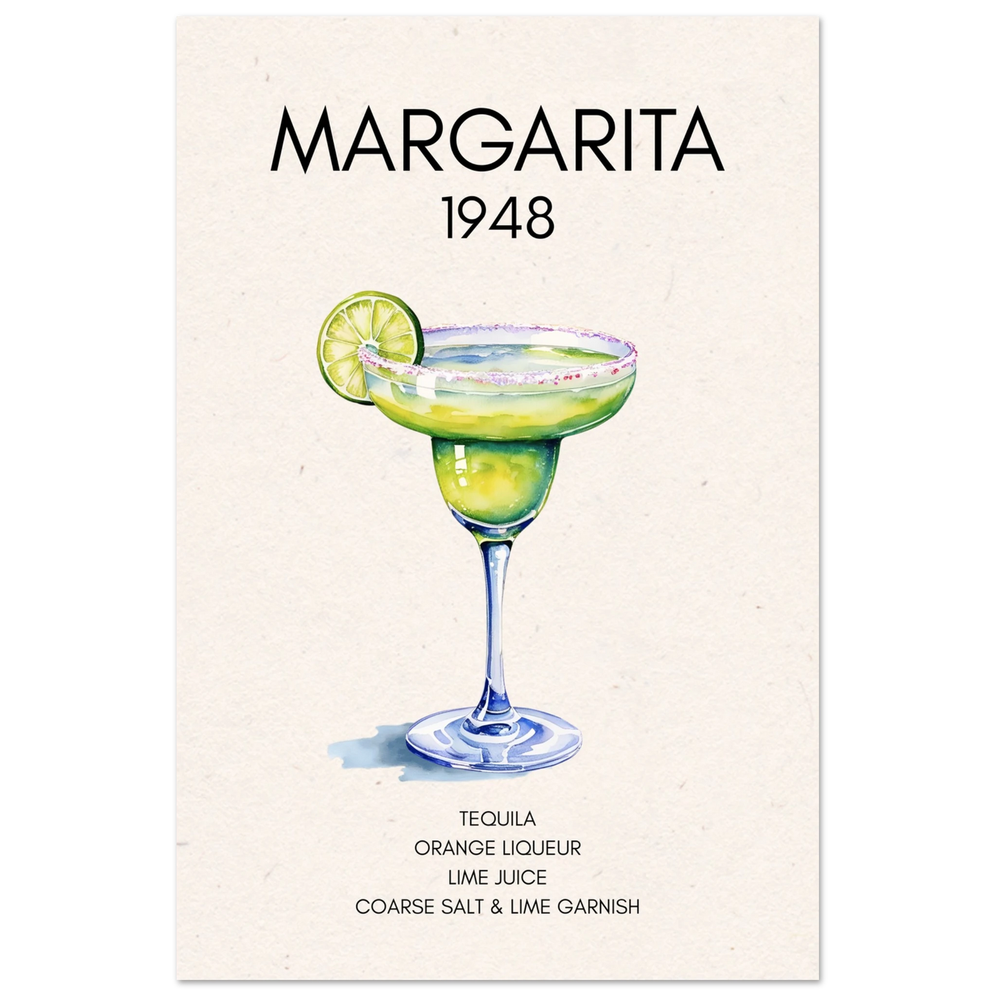 Margarita Cocktail Bar Poster Print No Frame 40x60 cm 16x24″ Premium Matte Paper Poster