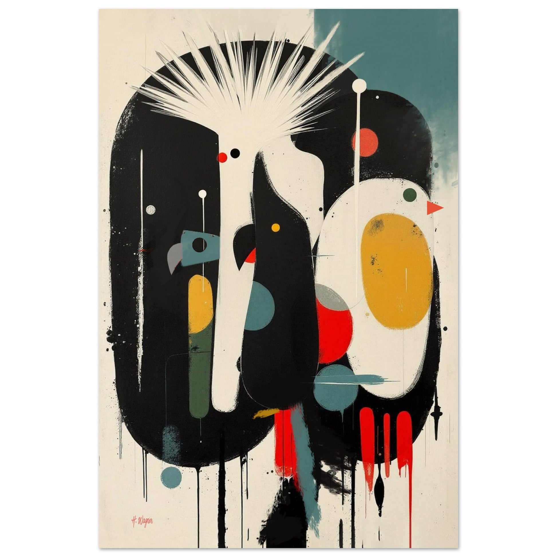 Modern Cockatoo Bird Art Poster Print - Framed Tropical Mid- Century Wall Decor White Wood Frame 30x45 cm 12x18″ Classic Matte Framed Poster