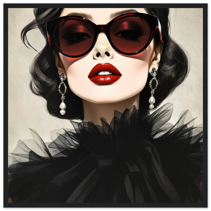 Paris Glam 80s Fashion Model Art Print 50x50 cm 20x20″ Classic Matte Wooden Framed Poster