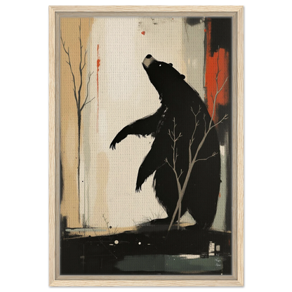 Abstract Bear Wildlife Art Print 40x60 cm 16x24″ Framed Canvas Light Wood Frame