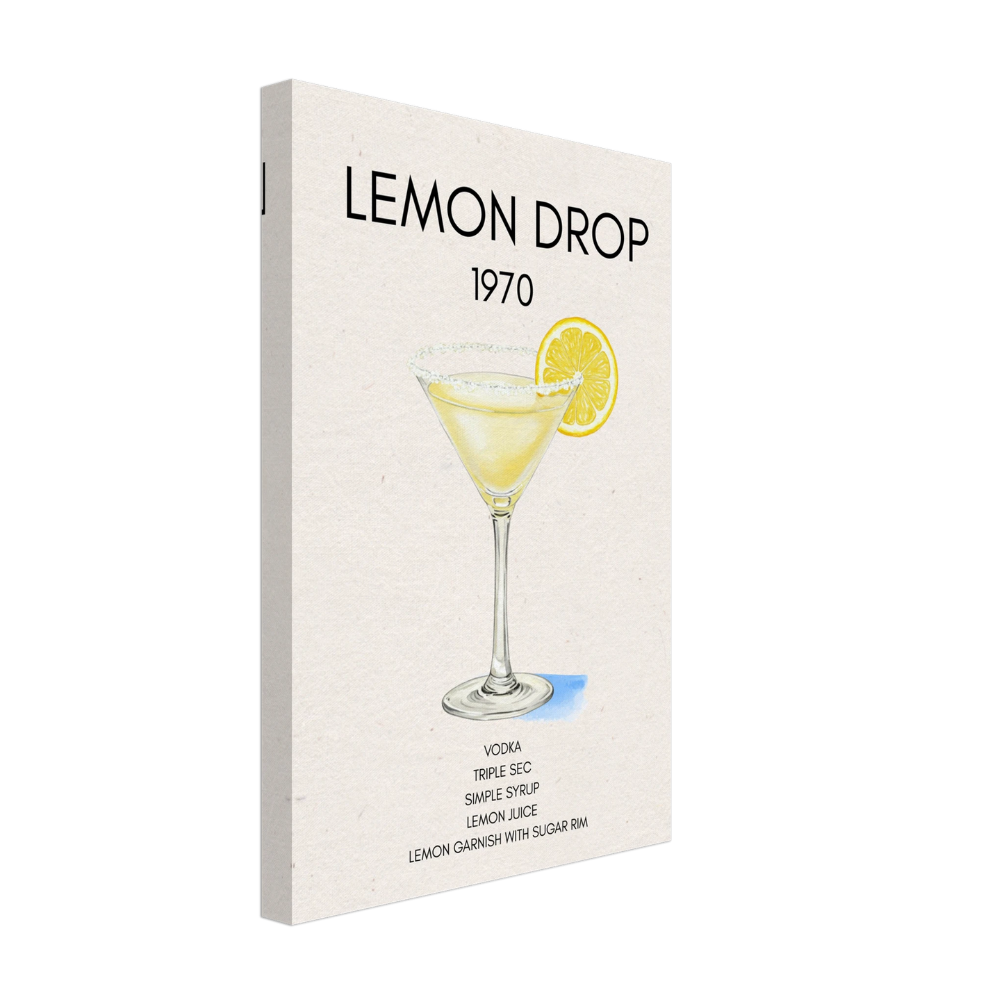 Lemon Drop Martini Cocktail Bar Poster Print No Frame 30x45 cm 12x18″ Gallery Wrapped Canvas