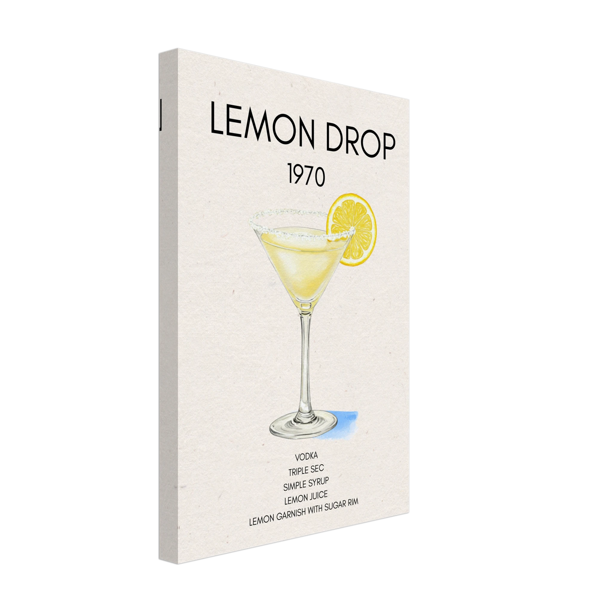 Lemon Drop Martini Cocktail Bar Art Print No Frame 30x45 cm 12x18″ Gallery Wrapped Canvas