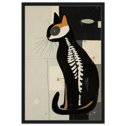 Modern Cat Skeleton Abstract Art Poster Print Black Wood Frame 60x90 cm 24x36″ Framed Canvas