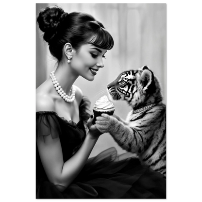 Audrey Hepburn Tiger Cub Art Print No Frame 60x90 cm 24x36″ Classic Matte Paper Poster