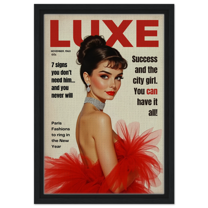 Audrey Hepburn Vintage Fashion Art Print Black Wood Frame 30x45 cm 12x18″ Framed Canvas