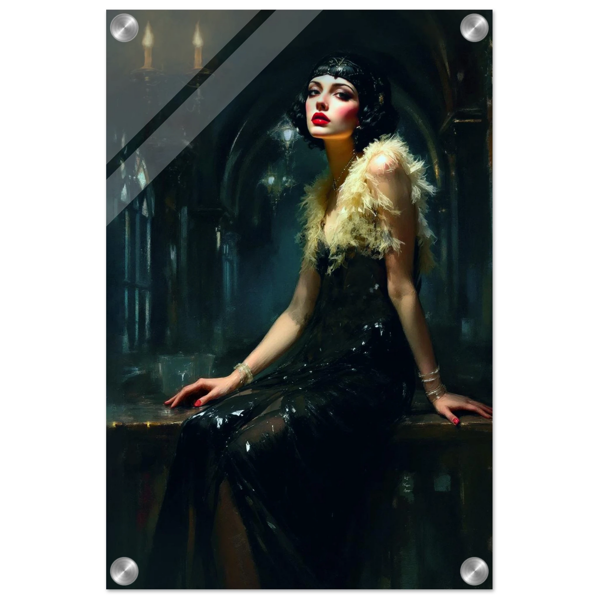 Speakeasy 1920s Elegant Flapper Art Print 30x45 cm 12x18″ Sleek Acrylic Print No Frame