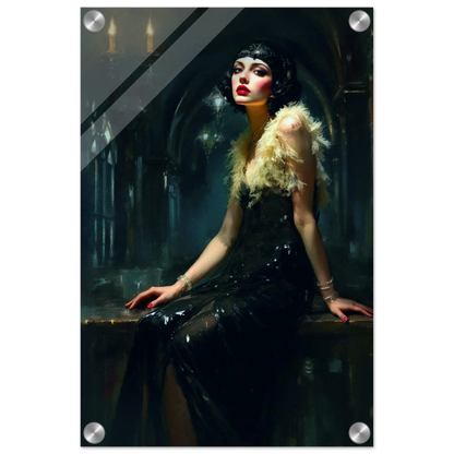 Speakeasy 1920s Elegant Flapper Art Print 30x45 cm 12x18″ Sleek Acrylic Print No Frame