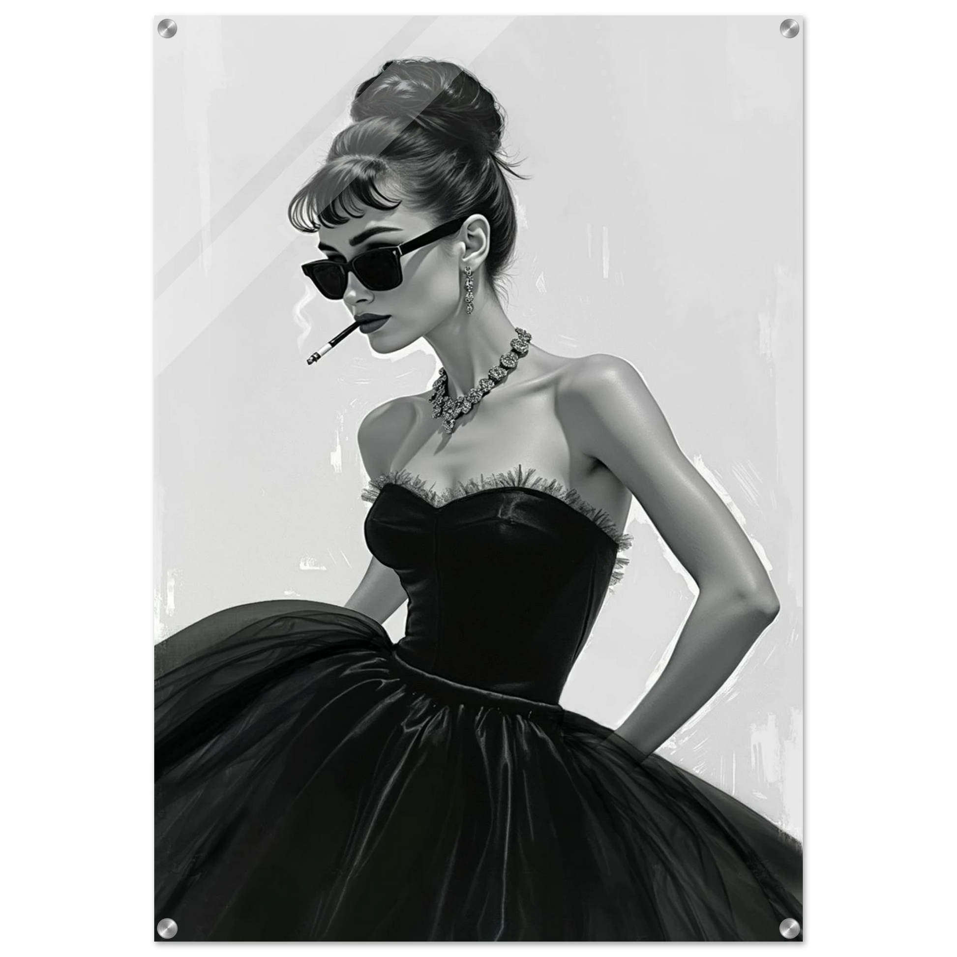 Audrey Hepburn Smoking Fashion Art Print No Frame 70x100 cm 28x40″ Sleek Acrylic Print