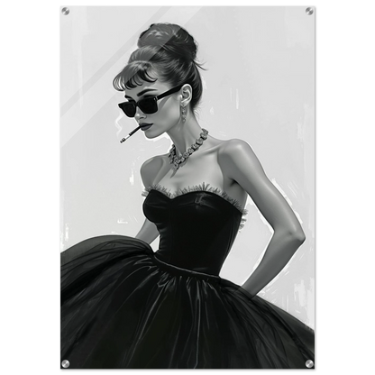Audrey Hepburn Smoking Fashion Art Print No Frame 70x100 cm 28x40″ Sleek Acrylic Print