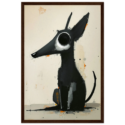 Big Eyed Abstract Dog Fine Art Print Dark Brown Wood Frame 30x45 cm 12x18″ Classic Matte Paper Wooden Framed Poster