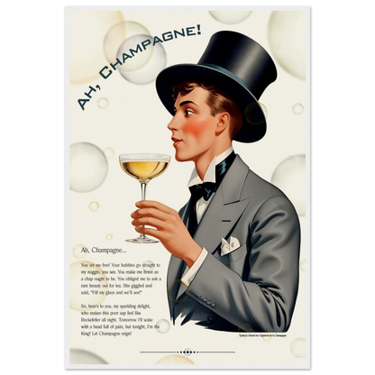 Art Deco Champagne Funny Poem Art Print 60x90 cm 24x36″ Canvas -