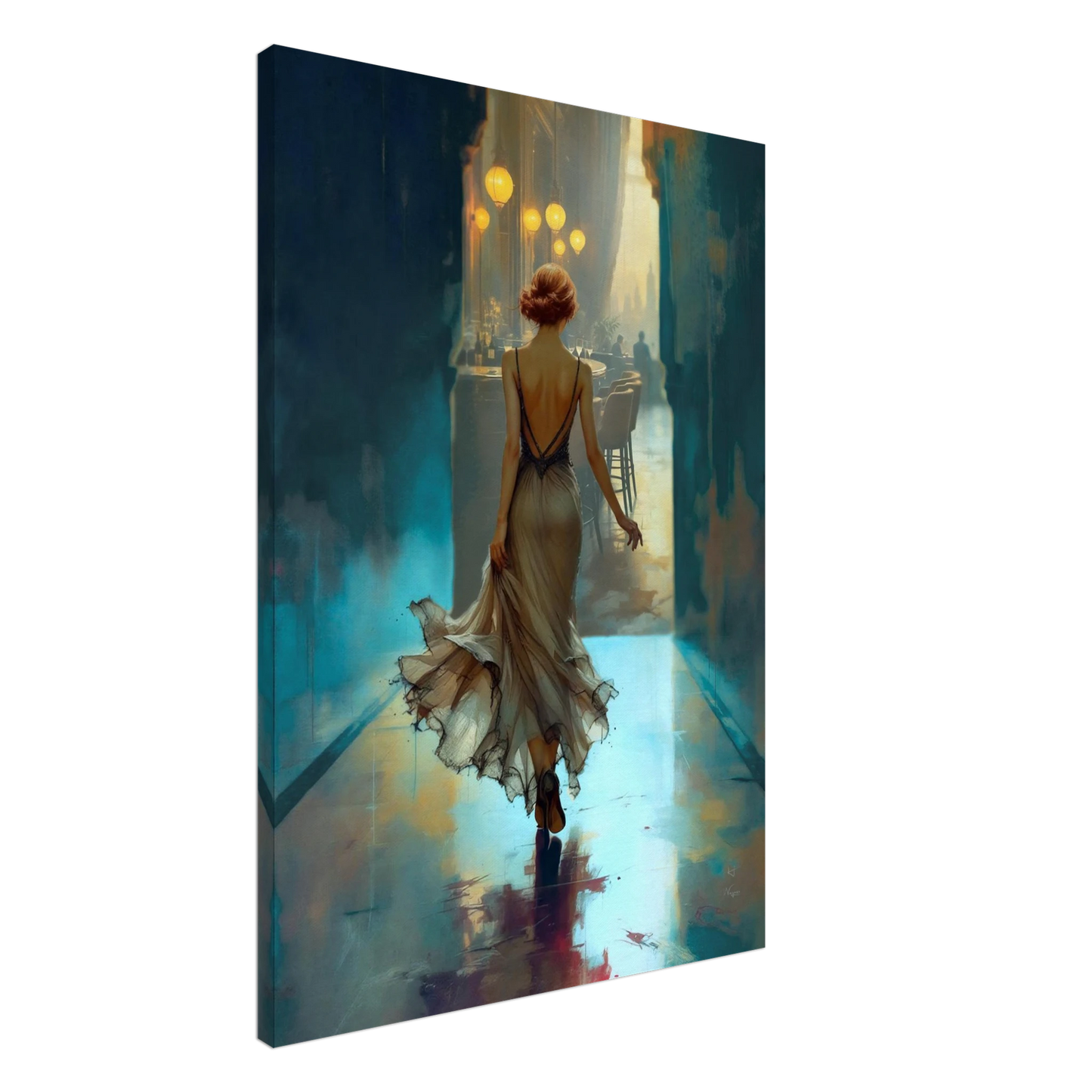 1920's Speakeasy Flapper Lounge Art Print 70x100 cm 28x40″ Gallery Wrapped Canvas No Frame