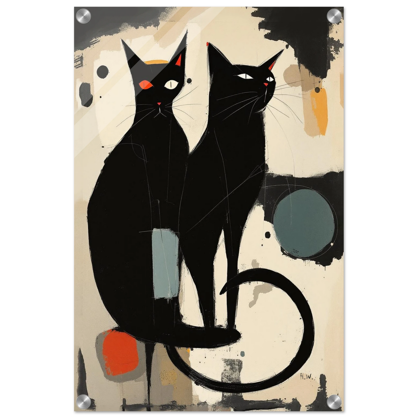 Abstract Crazy Cat Duo Art Print No Frame 40x60 cm 16x24″ Sleek Acrylic Print