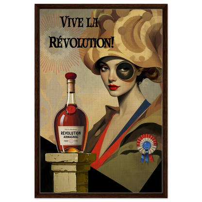 Vintage French Revolution Cognac Art Print Dark Brown Wood Frame 60x90 cm 24x36″ Framed Canvas