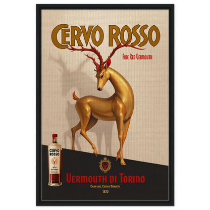 Art Deco Golden Deer Cocktail Bar Poster Print 60x90 cm 24x36″ Framed Canvas Black Wood Frame