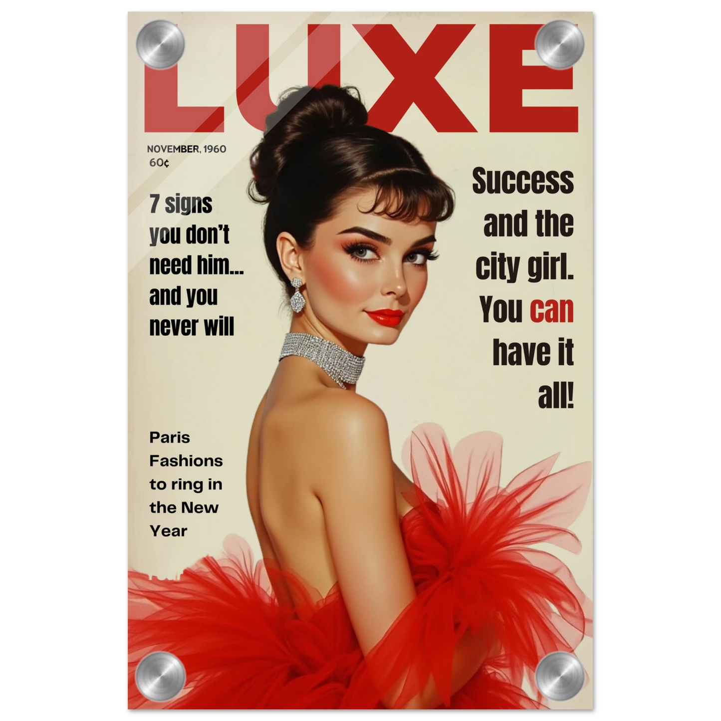 Audrey Hepburn Vintage Fashion Art Print No Frame 20x30 cm 8x12″ Sleek Acrylic Print