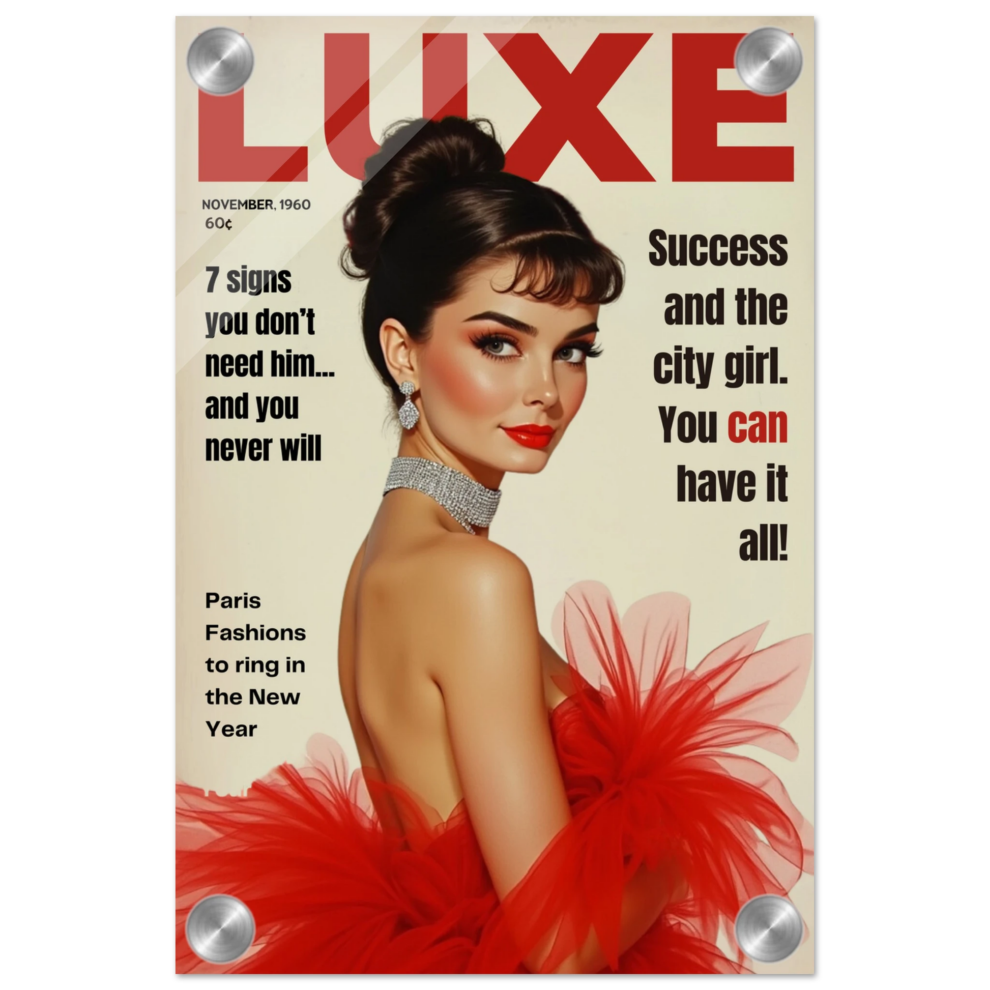 Audrey Hepburn Vintage Fashion Art Print No Frame 20x30 cm 8x12″ Sleek Acrylic Print