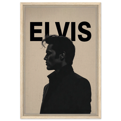 Young Elvis Presley Silhouette Art Print Light Wood Frame 40x60 cm 16x24″ Framed Canvas