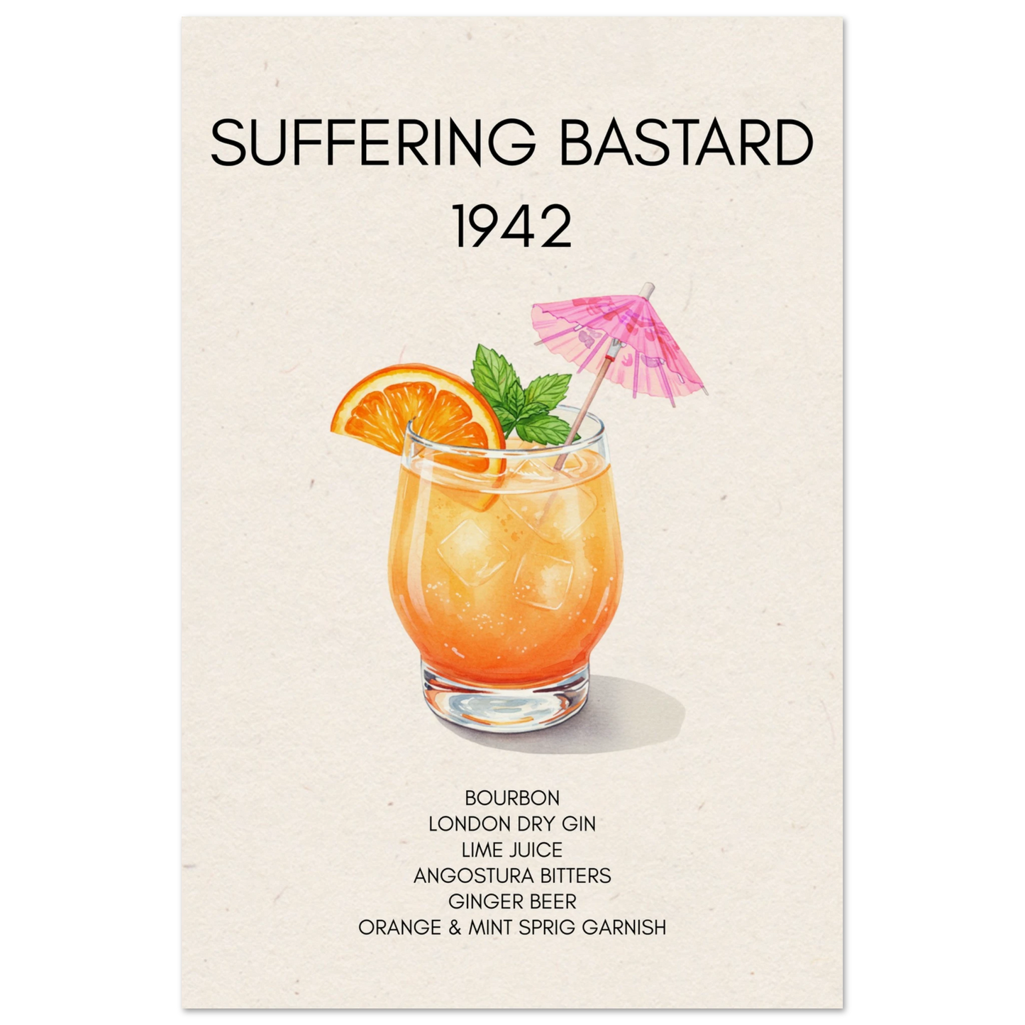 Suffering Bastard Tiki Cocktail Bar Poster Print No Frame 60x90 cm 24x36″ Museum-Quality Matte Paper Poster