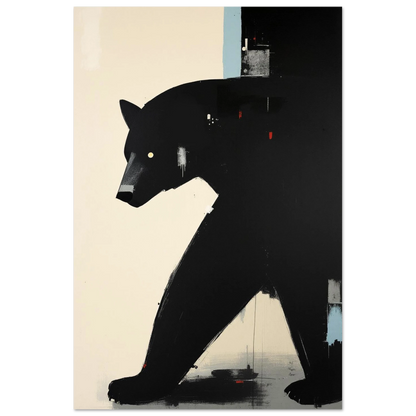 Minimalist Abstract Black Bear Art Poster Print No Frame 60x90 cm 24x36″ Premium Matte Paper Poster
