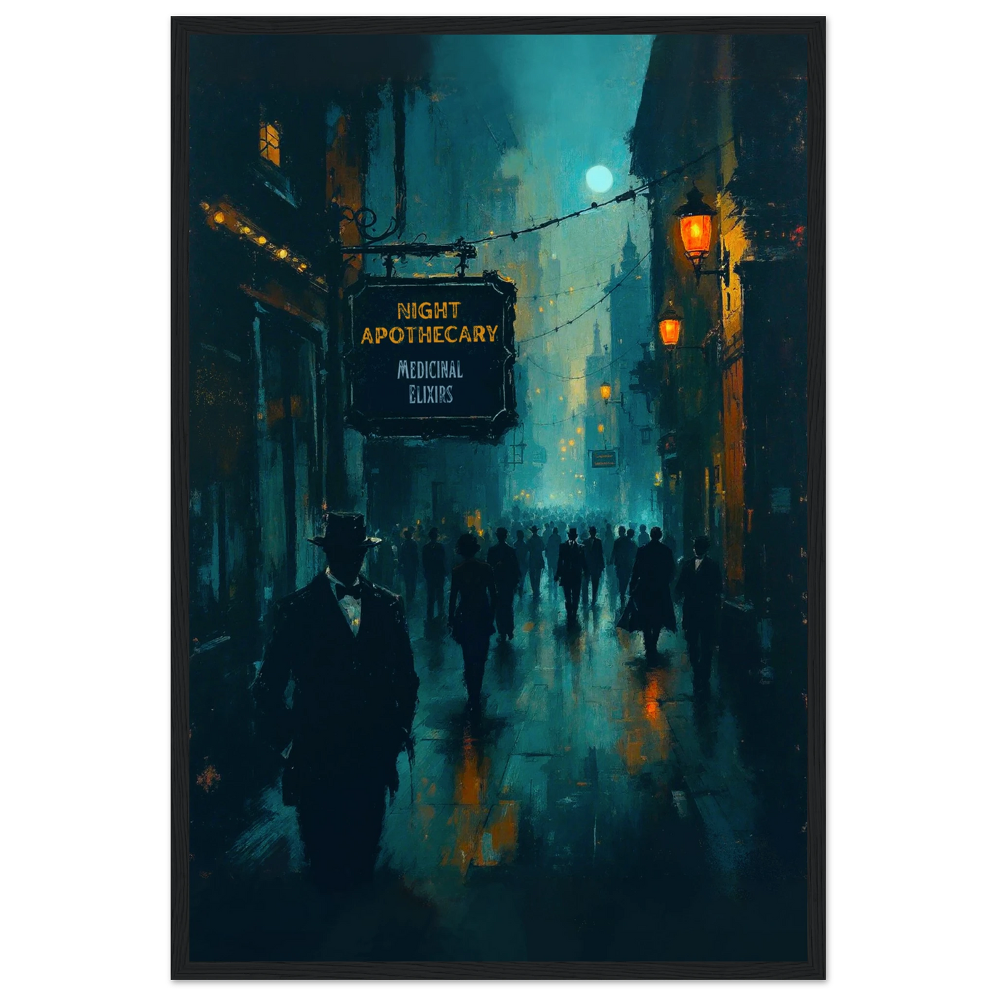 Prohibition Speakeasy Moody Nightlife Art Print Black Wood Frame 40x60 cm 16x24″ Premium Matte Framed Poster