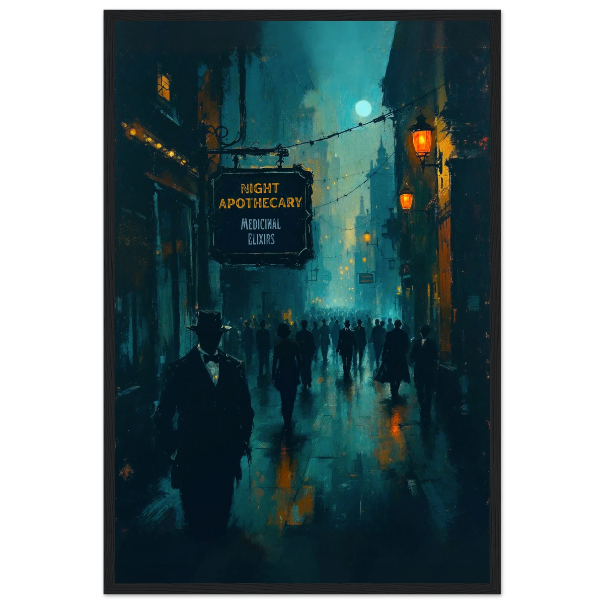 Prohibition Speakeasy Moody Nightlife Art Print 40x60 cm 16x24″ Premium Matte Paper Wooden Framed Poster Black Wood Frame