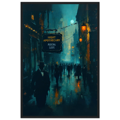Prohibition Speakeasy Moody Nightlife Art Print 40x60 cm 16x24″ Premium Matte Paper Wooden Framed Poster Black Wood Frame