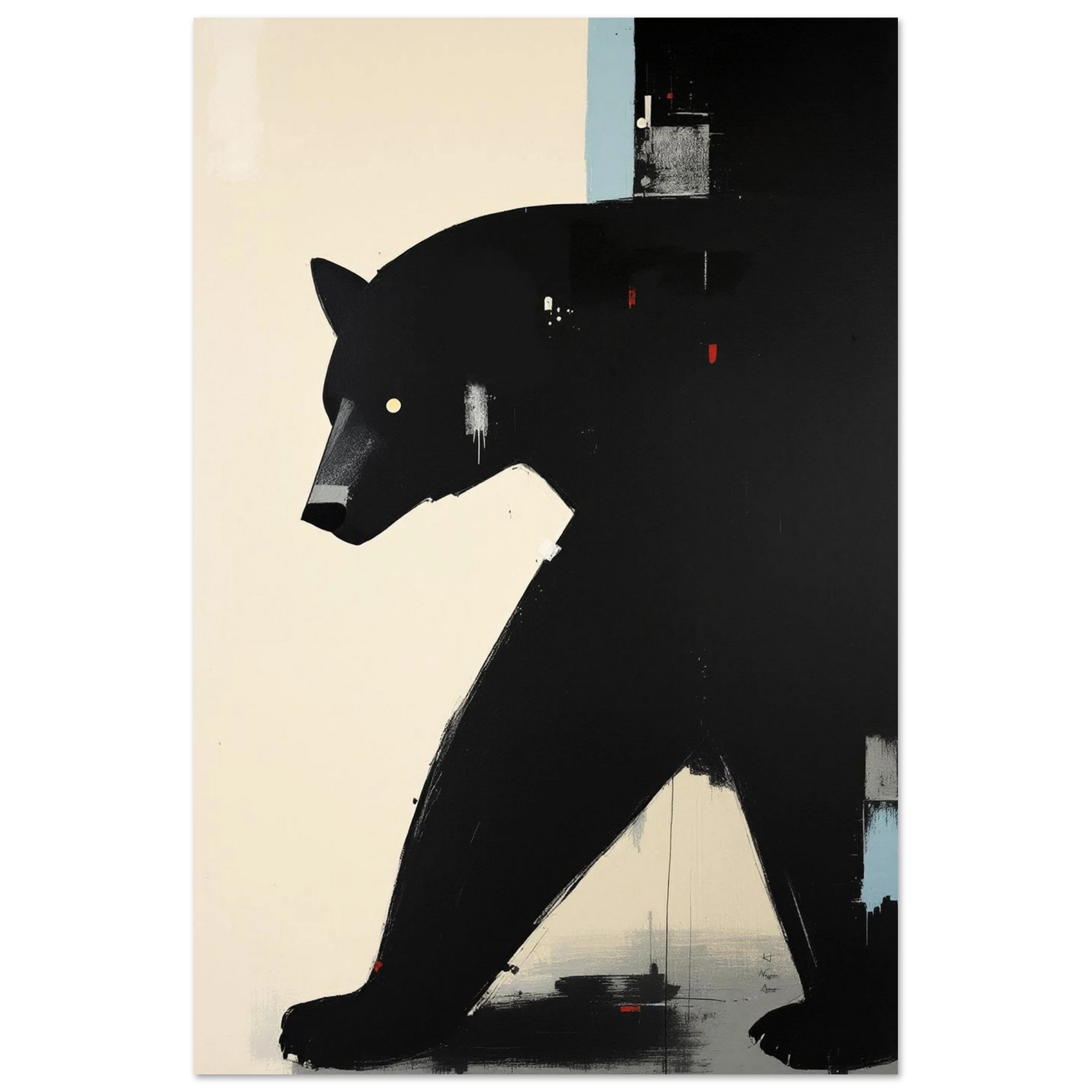 Minimalist Abstract Black Bear Art Poster Print No Frame 30x45 cm 12x18″ Premium Matte Paper Poster