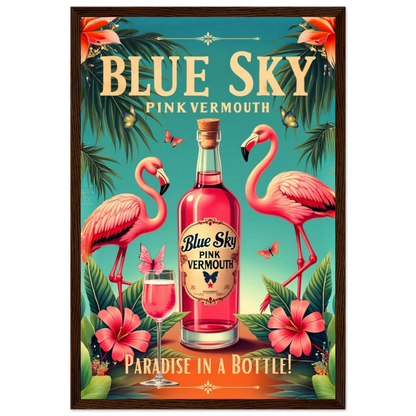 Vintage Pink Flamingo Tiki Bar Art Print 40x60 cm 16x24″ Gallery Wrapped Canvas No Frame