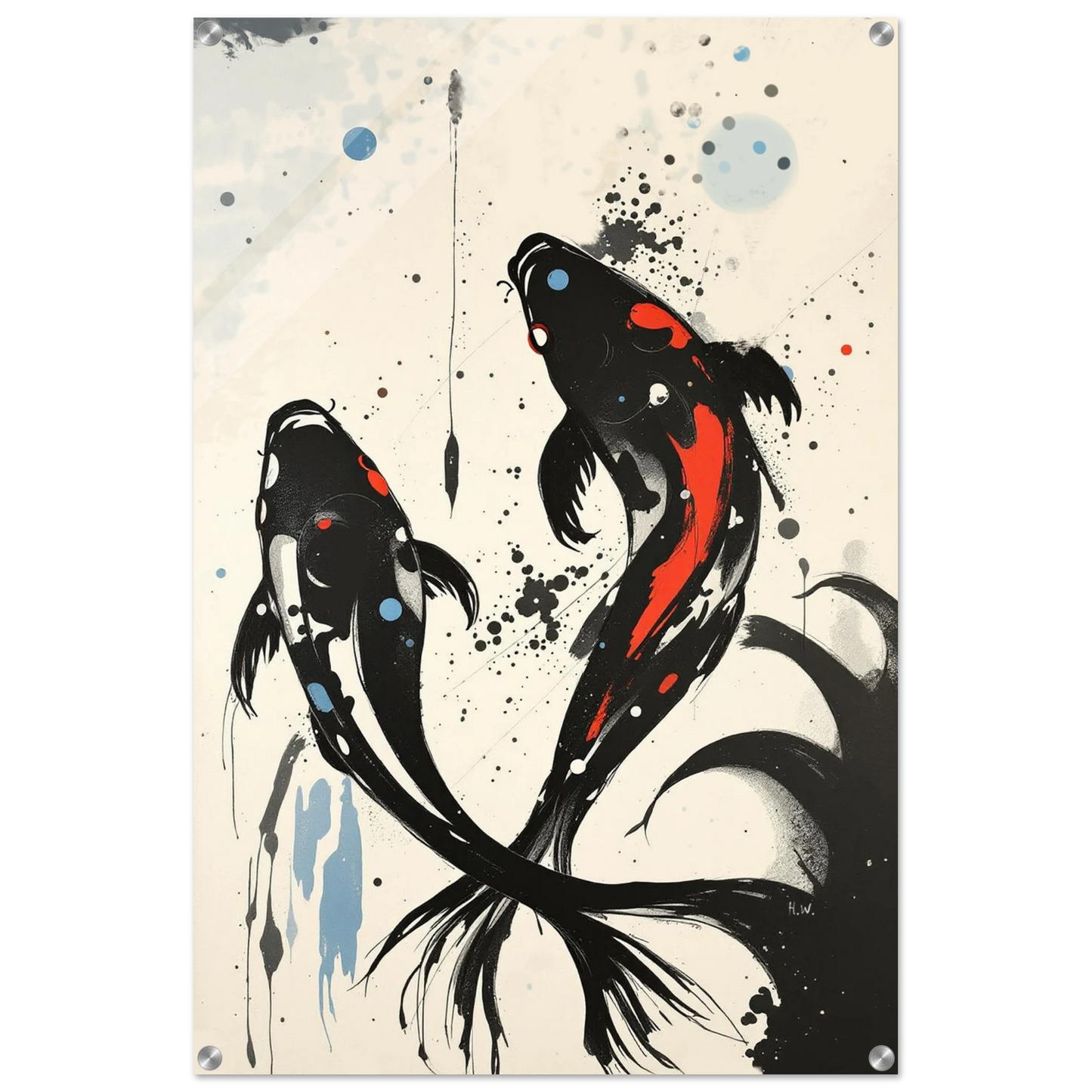 Modern Koi Fish Ocean Art Print 60x90 cm 24x36″ Sleek Acrylic Print No Frame