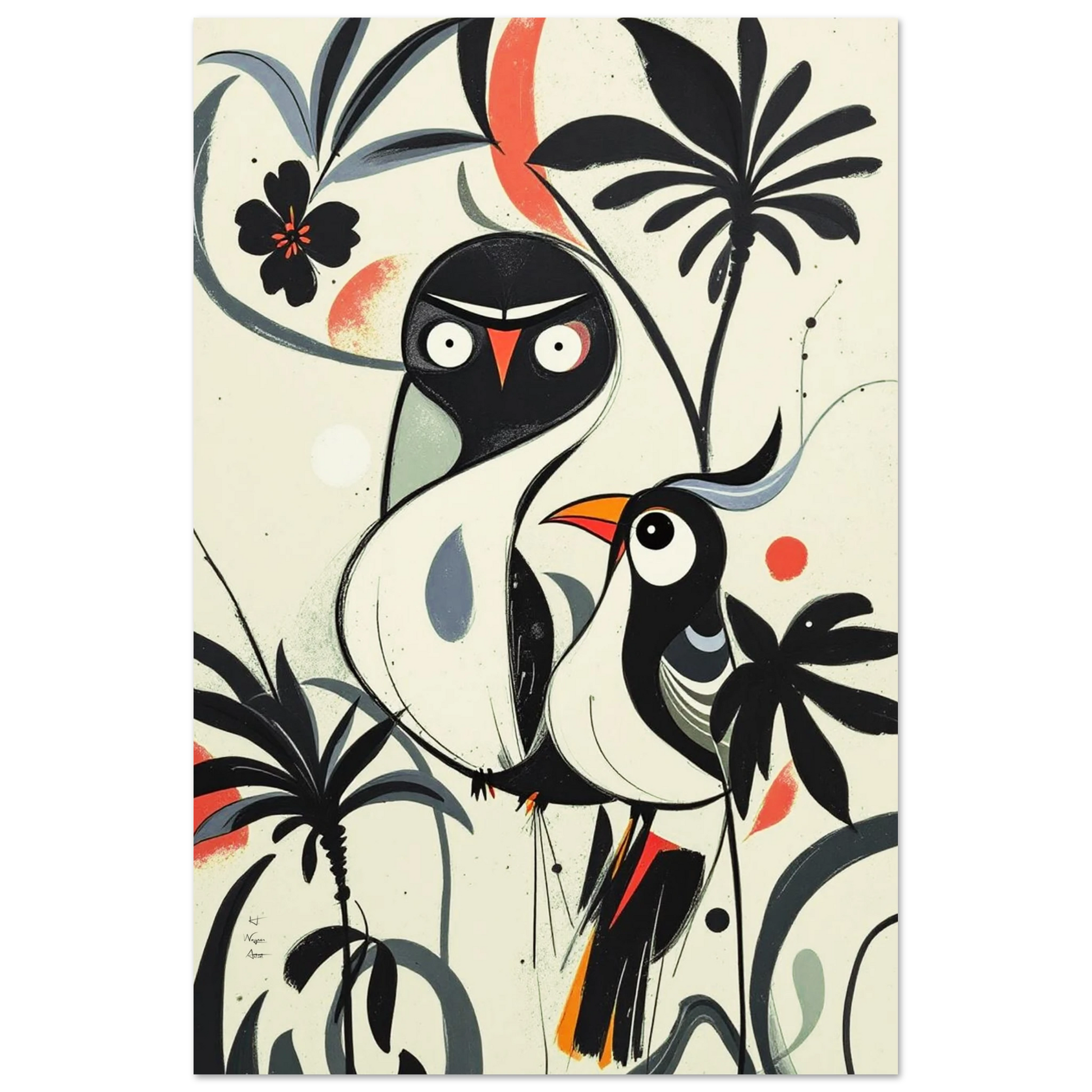 Abstract Bird Modern Tropical Art Print No Frame 40x60 cm 16x24″ Premium Matte Paper Poster