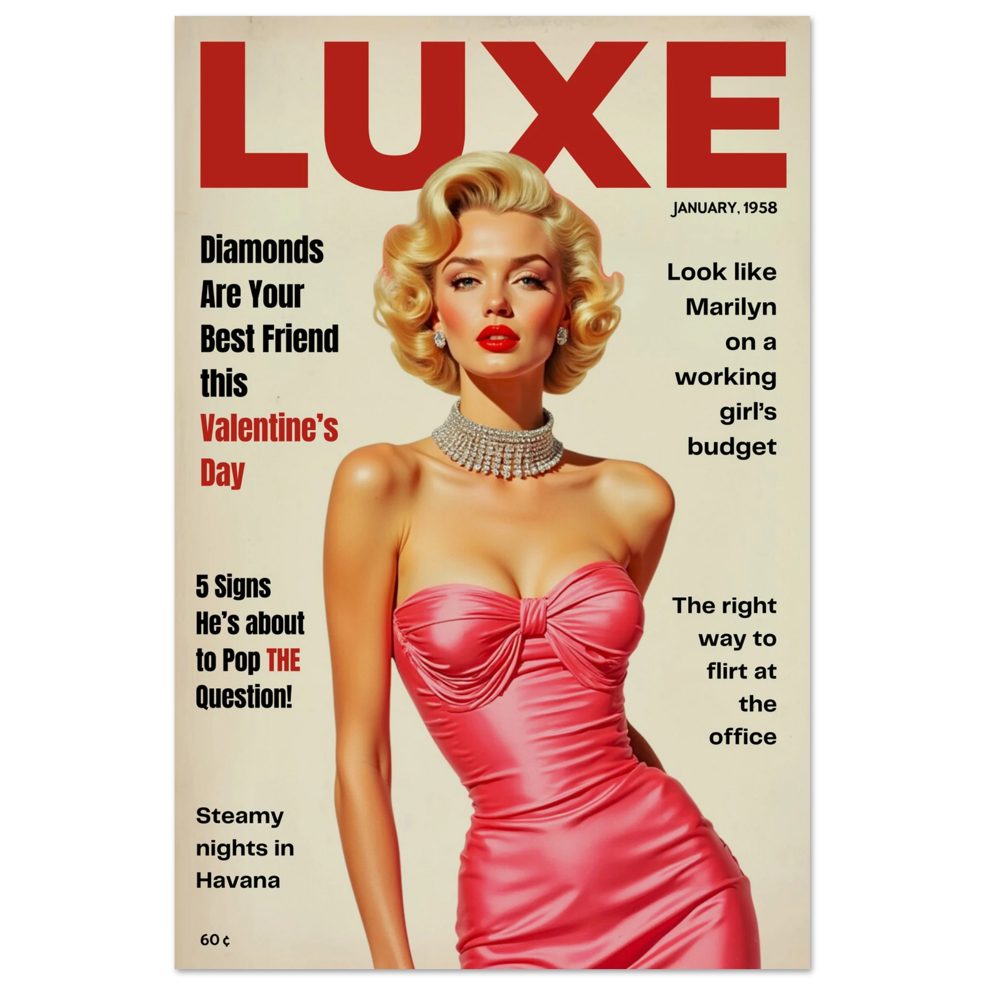 Marilyn Monroe Hollywood Glam Art Print 60x90 cm 24x36″ Premium Matte Paper Poster No Frame